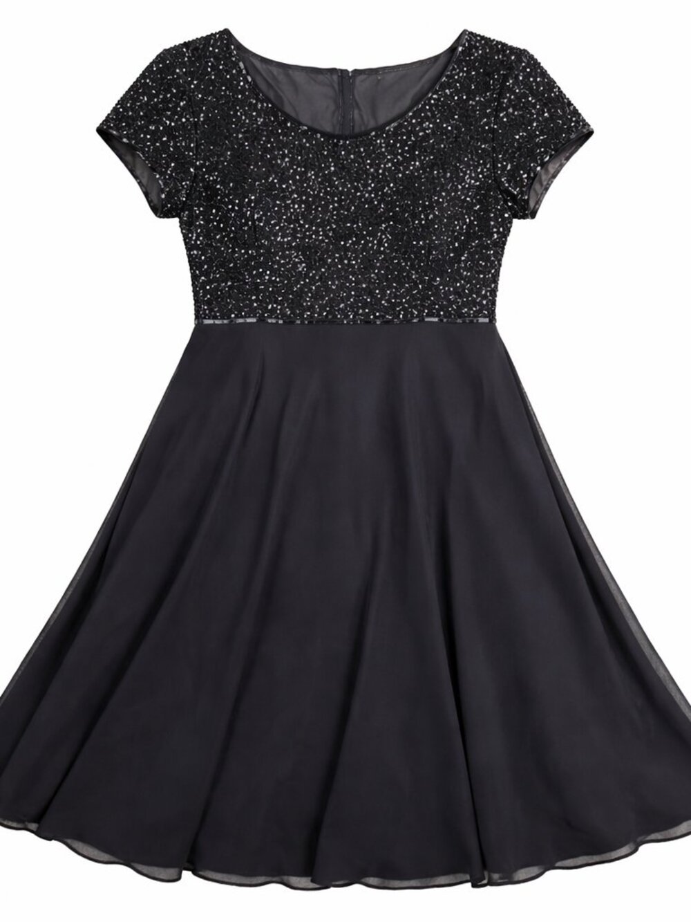 Vintage Bieff Basix David York 100% Silk Black Sequin Cocktail Dress